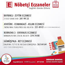 Kaynak siteden nöbetçi eczanelere ulaşmak için. Bayrakli Belediyesi Ø¹Ù„Ù‰ ØªÙˆÙŠØªØ± Bayrakli Da Acil Durumlar Icin Bugunku Nobetci Eczaneler Tum Bayrakli Halkina Saglikli Gunler Dileriz Bayrakli Nobetcieczane Https T Co Iecasy1xi1