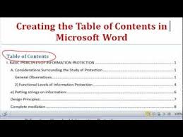 Creating The Table Of Contents Using Microsoft Word 2007 2010 Microsoft Word 2007 Word 2007 Words