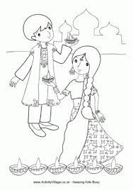 Children Lighting Diya Colouring Page Diwali Drawing Diwali For Kids Diwali Activities