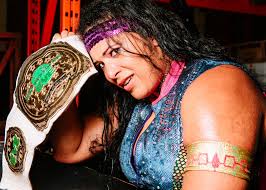 Nyla Rose, the *new* Pro Wrestling EVE Champion, moments after a fantastic  match with Nightshade