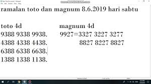Menang 4d hari sabtu disclaimer: Ramalan Lettory 4d Toto Dan Magnum 8 6 2019 Hari Sabtu Youtube