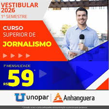 🎙️ ATEN&Ccedil;&Atilde;O, futuros comunicadores! O Vestibular 2026 (1&ordm; semestre) para o curso de Jornalismo na Unopar/Anhanguera est&aacute; com uma oportunidade imperd&iacute;vel! 📰 Transforme sua paix&atilde;o por not&iacute;cias em uma carreira de sucesso!