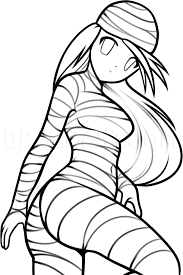 Get your piece of tape a size of a commercial bandage, then cut a small piece of tissue to put in the middle of the tape make it the size of the tape and keep it small. How To Draw An Anime Mummy Step By Step Drawing Guide By Dawn Dragoart Com