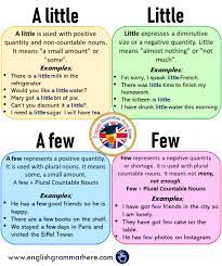 Using A Little Little A Few Few And Example Sentences English Grammar Here English Words Learn English Vocabulary English Grammar