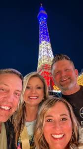 One more fun photo from Las Vegas! Before we saw the Eagles we walked the  Strip seeing the Bellagio Water show and the Eiffel Tower! This photo was  taken before we went