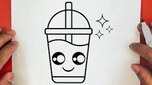 Measure the halfway point of the current drawing and draw a new horizontal line all the way across the outline. How To Draw A Cute Cup Drink Step By Step Draw Cute Things Youtube