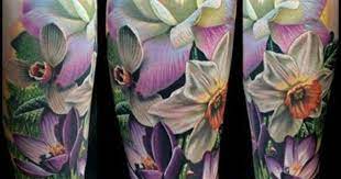 Phil Garcia Did A Collaboration With Christazart Yesterday It Was Awesome I Did The Rose Snow Drop Violet Purple Tattoos Violet Tattoo Daffodil Tattoo