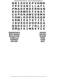 minecraft word search easy logic lovely