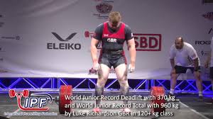 Is luke richardson a future worlds strongest man? World Junior Record Deadlift 370 Kg And Total 960 Kg By Luke Richardson Gbr In 120 Kg Class Youtube
