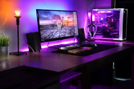 Converted Dining Table Into A Desk Computer Setup Computer Desk Setup Gaming Computer Desk