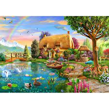 A new french brand, ready to be discovered. Puzzle Lakeside Cottage 6000 Pieces Bluebird Puzzle 70254 P