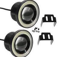 2 peças de luz de neblina olho de anjo para carro, lâmpada de LED COB  redonda de alta potência brilhante com halo branco anéis de olho de anjo,  farol ...