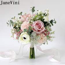 Collage of nine wedding photos. Janevini 2020 Pink Flower Bridal Bouquets Romantic Bride Hand Holding Fake Artificial Flowers White Rose Wedding Bouquet Charm Wedding Bouquets Aliexpress