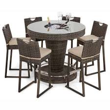 Maze Rattan Brown 6 Seat Bar Set Wth Ice Bucket Table Dunelm Rattan Garden Furniture Garden Furniture Sets Outdoor Tables And Chairs