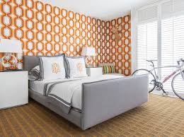 Gray and orange palettes with color ideas for decoration your house, wedding, hair or even nails. Orange And Gray Bedroom With Orange And Gray Monogram Shams Contemporary Bedroom