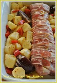 4 tranches de poitrine fumée. Filet Mignon Au Four Lard Fume Poivrons Et Pomme De Terre Dans La Cuisine De Fabienne