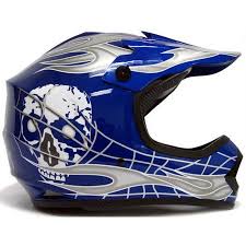 tms youth blue silver skull dirt bike motocross helmet mx small