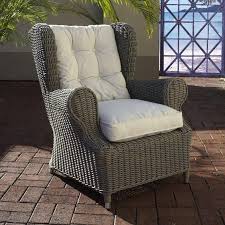 Outdoor Wingback Chair White Fabric Cushion Gray Wicker Outdoor Wicker Chairs Outdoor Furnishings Wingback Chair