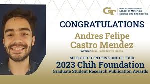 Join us in extending our congratulations to Andres Felipe Castro Mendez,  who has been honored with one of four 2023 Chih Foundation Graduate Student  Research Publication Awards.