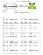 Verb Chart Present Tense Regular Verbs Conjuguemos