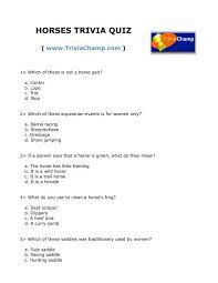 100 general knowledge quiz questions. Horses Trivia Quiz Trivia Champ