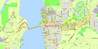 Search and share any place, find your location, ruler for distance measuring. Kelowna Map Vector Large Area Canada Exact Road Map Illustrator