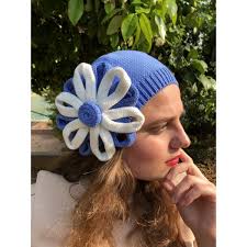 Beret Irma Cotton Blue Flower- BeBeret Reference : 9030