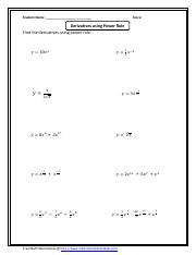 3 3 x y x 7. 0 Problems All Pdf Student Name Score Derivatives Using Power Rule Find The Derivatives Using Power Rule Free Math Worksheets Course Hero