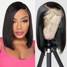 Amazon.com : OLFORY 13x4 Lace Front Wigs Human Hair Bob Wigs for Black  Women Straight Bob Wig HD Lace Front Wigs Human Hair Pre Plucked 180%  Density Natural Black Color 8 inch :