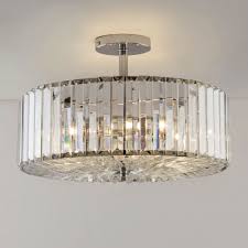Semi flush mount ceiling lights. 3 Light Flush Polished Chrome Crystal Laura Ashley Lighting