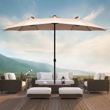 A concrete umbrella base is an economical way to securely hold your umbrella and keep it standing upright. Costway 15ft Patio Double Sided Led Market Umbrella Crank Solar Powered Beige Walmart Com Walmart Com