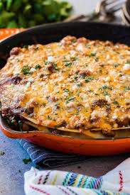 One Skillet Ground Beef Enchilada Casserole Recipe Oh Sweet Basil Recipe Skillet Enchiladas Enchilada Casserole Recipes Enchilada Casserole Beef