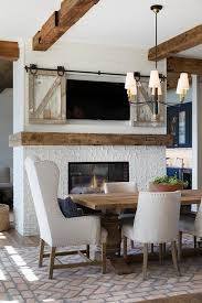 Or your kids' makeshift classroom. Dining Room Double Sided Fireplace With Concealed Tv Cottage Dining Room Benjamin Moore White Dove