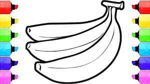 How To Draw Banana For Kids Banana Drawing For Kids Banana Drawing Coloring Pages For Kids Drawing For Kids Drawings