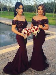 Trumpet Mermaid Off The Shoulder Sequins Long Purple Wedding Party Dresses Brid Maroon Bridesmaid Dresses Off Shoulder Bridesmaid Dress Bridesmaid Dresses 2017