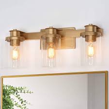 It is rated for damp locations. Buy Bathroom Light Fixtures 3 Light Vanity Lighting Fixtures Gold Vanity Light For Bathroom With Cylindrical Seeded Glass Shade Dark Golden Finish L 20 5 X W 6 5 X H 8 Online In Turkey B096fp1r1n