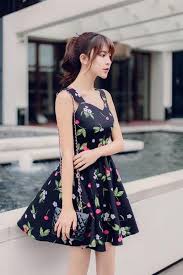 korean fashion japanese sweet cherries flower print dress