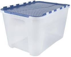 4 Pack Plastic Stackable 12 Gal Clear Storage Organizer Container Tote Box Bins Hdx Tote Storage Storage Bin Storage