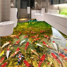 Custom Many Fish 3d Floor Painting Wallpaper Wear Non Slip Waterproof Thickened Self Adhesive Pvc Wallpaper Mura 3d Floor Painting Floor Wallpaper Floor Murals