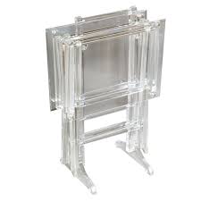 Fabulous Set Of Lucite Tray Tables On Stand 1stdibs Com Lucite Tray Table Lucite Tray Lucite Furniture