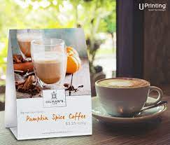 table tent for restaurant table tent printing cafe food branding table tents pumpkin spice coffee cafe cards