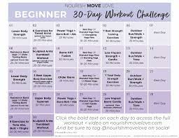 Beginner Workout Plan + 30-Day Workout Calendar | Nourish Move Love