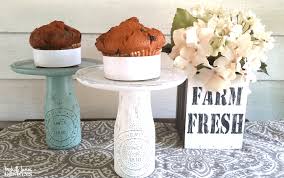 Everything looks special displayed on a cake stand. Diy Dollar Store Cake Stands With Chalk Paint For Glass