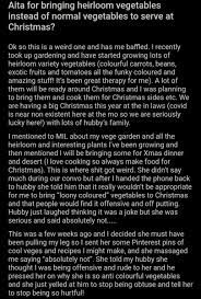 Greg mcdonough, an irishman living in china gives an account of 'normal' life after lockdown, where tough but fair measures are now in place. Am I The Asshole On Twitter Aita For Bringing Heirloom Vegetables Instead Of Normal Vegetables To Serve At Christmas Https T Co Enxafwo7nb