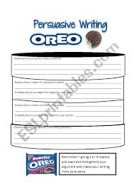 persuasive writing oreo esl worksheet by jcapehart