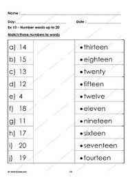 4 number names worksheet matching via learnhowtohydroponics.com. Grade 1 Math Primary 1 Math Worksheets Numbers Up To 20 By Suki Burgess