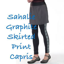 Sahalie Graphite Skirted Print Capris New In Bag Nwt
