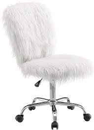 Finding a chic but comfortable desk chair can be tricky as ergonomically designed often means fugly. Amazon Com Linon Cora Faux Flokati Armless Office Chair White Furniture Decor