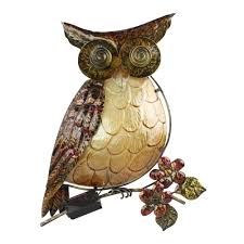 Moonrays Solar Powered Integrated Led Owl Wall Art Outdoor Patio Light 92341 The Home Depot