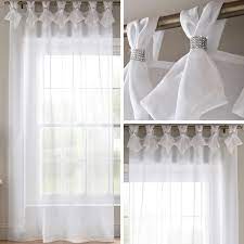 Shop our wide range of tab top curtains at warehouse prices from quality brands. White Voile Curtain Diamante Sparkle Tab Top Pleated Panels Bling Sheer Voiles Ebay